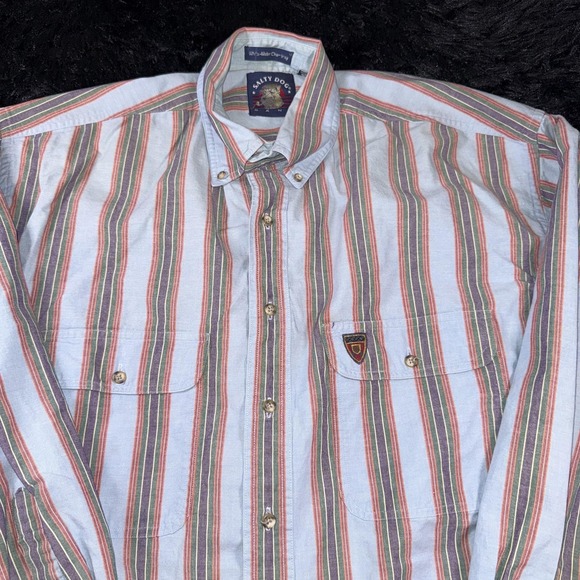 Vintage Gant Salty Dog Shirt Mens Large Blue Striped Chambray Button Down 90s - Picture 2 of 7